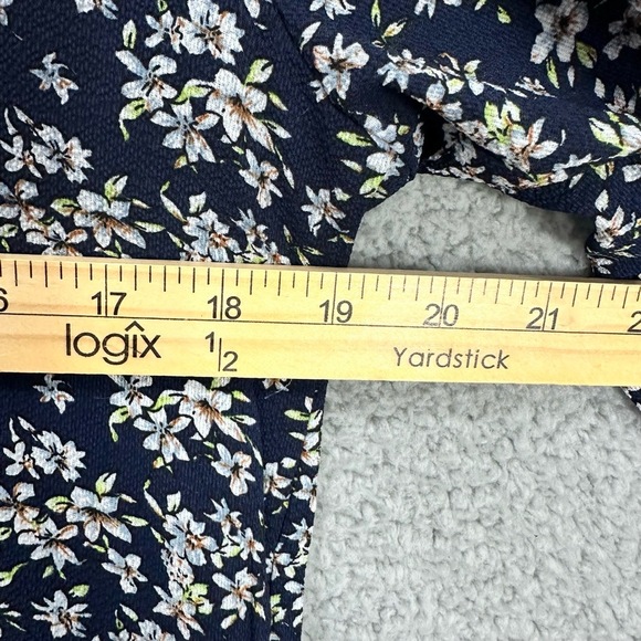 Belongsci Floral Print V-Neck Bell Sleeves A-Line Dress Blue Womens Small Boho - Picture 5 of 6